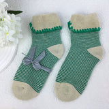 Green stripy cuff socks