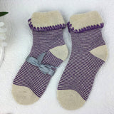 Purple stripy cuff socks