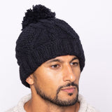 Black yak Black bobble hat