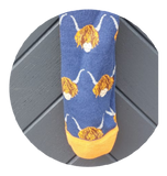 Ladies Navy Highland Cows Welly/Festival/Walking/Hiking Socks