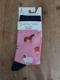 Ladies House of Tweed Farm Animals Bamboo Socks