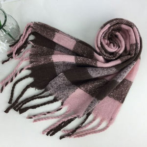 Pink and Brown Check Scarf