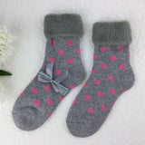 Grey with pink spots cuff socks