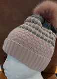 House of Tweed Pink and Grey Pom Pom Hat.