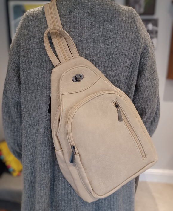 Beige Backpack/Rucksack/Crossbody Bag