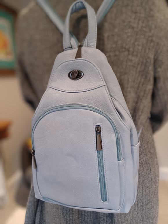 Light Blue Backpack/ Rucksack/ Crossbody Bag 
