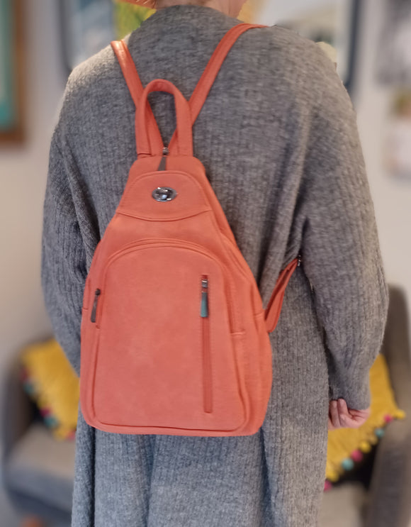 Orange Backpack/Rucksack/Crossbody Bag