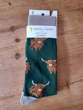 House of Tweed Highland Cow Mens Socks 
