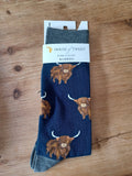 House of tweed  Highland Cow Mens Socks 