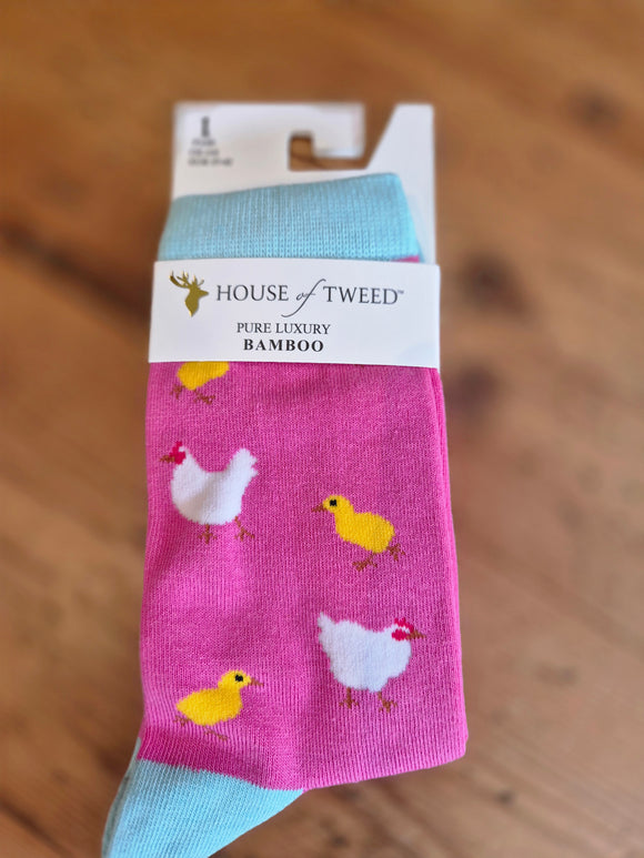 Ladies House of Tweed Chicken Bamboo Socks