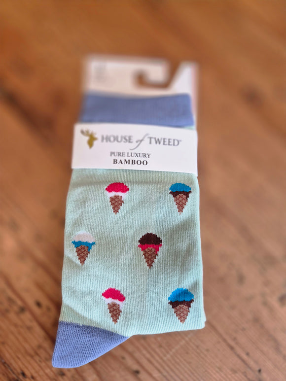 Ladies House of Tweed Ice Cream Bamboo Socks