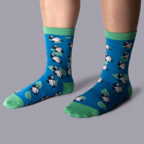 Blue bamboo sheep socks