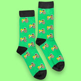 Green Bamboo Tractor Socks