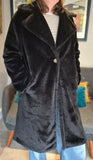 Black relaxed fit faux fur coat