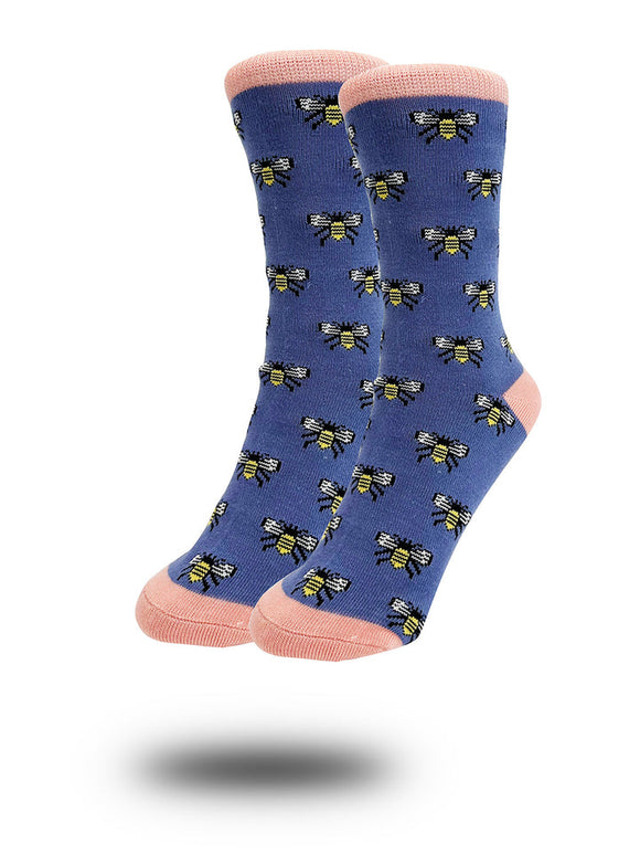 Blue bubble bee bamboo socks