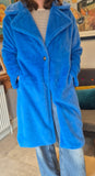 Blue relaxed fit faux fur coat