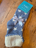 Blue with white star cuff socks 