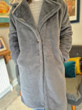 Dark Grey relaxed fit faux fur coat 