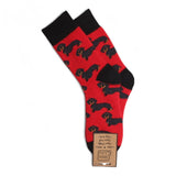 Dashing dachshunds ribbed red socks