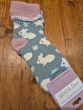 Green Rabbit Cuff Socks