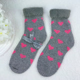 Grey and pink heart cuff socks 