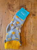 Grey with mustard star cuff socks 