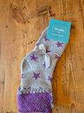 Grey with purple star cuff socks 