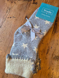 Grey with white star cuff socks 