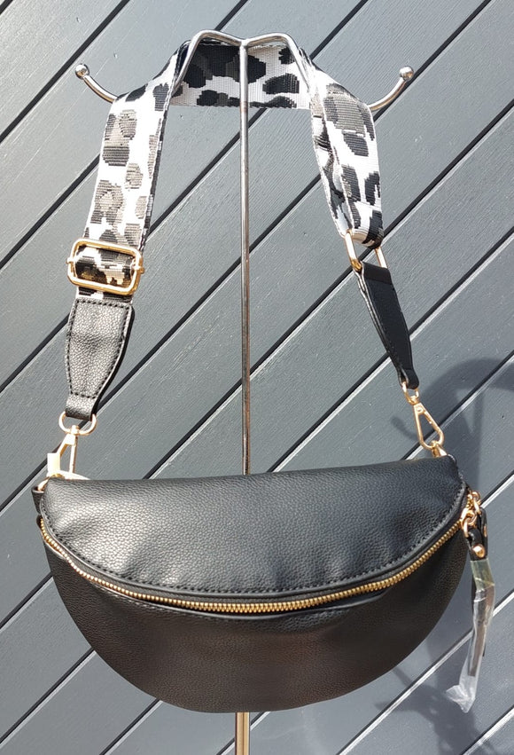 Black Shoulder and Cross Body Bag with Strap