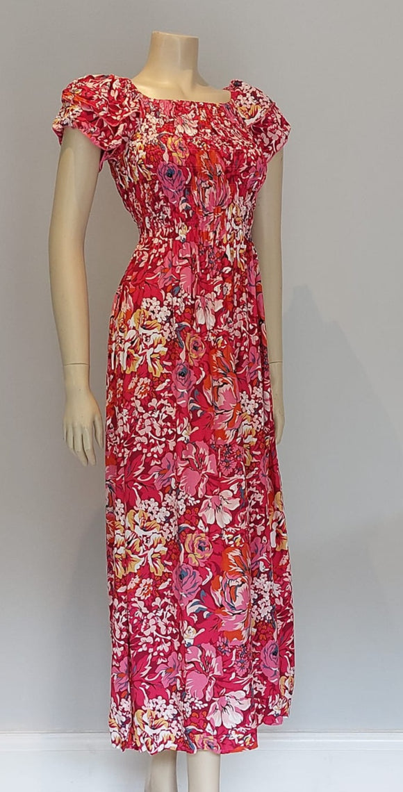 Floral Print Summer Short Sleeved Maxi Dress 