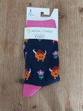 Women Cute Highland Cow House Of Tweed Socks