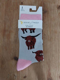 Grey House of Tweed Highland Cow Bamboo Socks