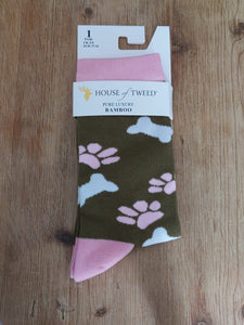 Ladies House of Tweed Paw Dog Socks