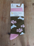 Ladies House of Tweed Green Dog Paw Socks 