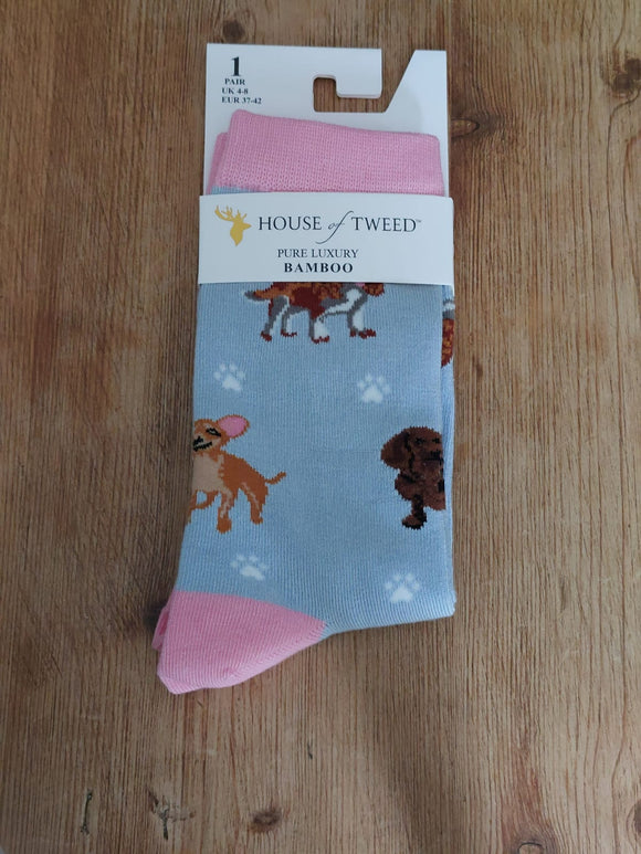 House of Tweed Blue dogs socks