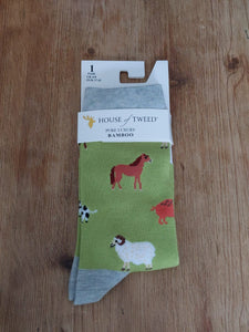 Women House Of Tweed Farmyard Socks Made from Bamboo Fibres