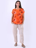 Italian Floral Cotton Top Orange