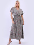 Italian Floral Dress Grey