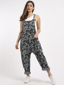 Blue Leopard Print Dungaree