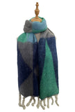 Navy and Green Tassel Scarf