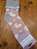 Pink cuff Socks with Rabbit 