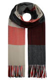 Coloured square wool blend scarf with tassels
