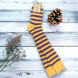 Mustard and Purple Stripy Knee Socks