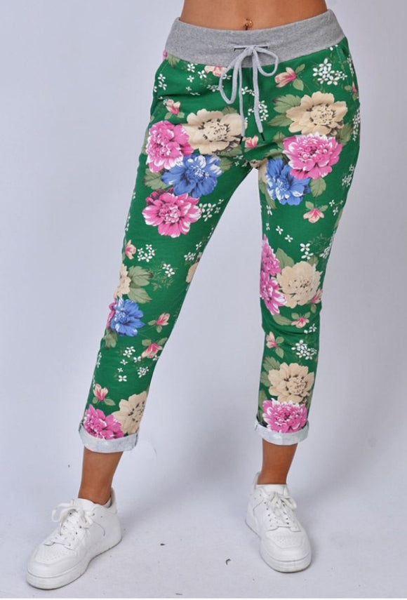 Floral Green Joggers