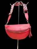 Red Shoulder and Cross Body Bag with Strap