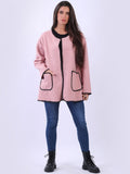 Pink  Italian Oversized Teddy  Woollen Blazer  Jacket 