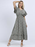 Italian Floral Print Lagenlook Boho Summer Maxi Dress