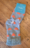 Ladies Heart Cuff Sock with Faux Fur Cuffs