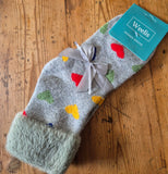 luxurious  Rainbow Coloured Socks with Faux Fur Cuffs
