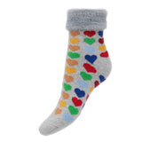 luxurious  Rainbow Coloured Socks with Faux Fur Cuffs